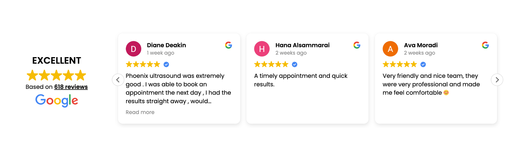 Google Reviews - Phoenix Ultrasound 5.0 Star Rating