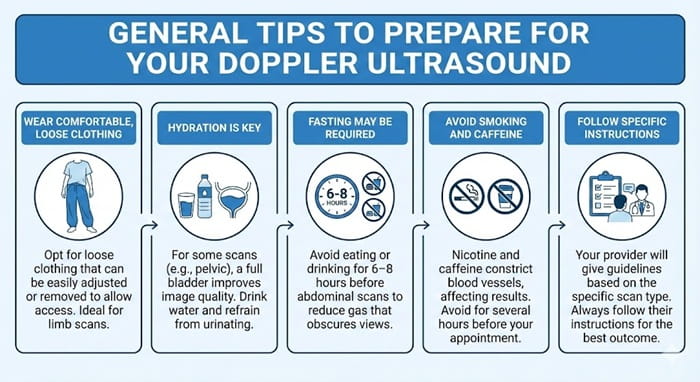How to Prepare for a Doppler Ultrasound Appointment: Tips & Guidelines 3 General Tips to Prepare for Your Doppler Ultrasound